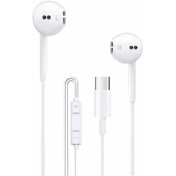 USB C Headphones for Samsung S24 S23 FE S22 S21 S20 A53 A54 Wired Earbuds Metal in-Ear Type C Earphone with Microphone Volume Control Bass Stereo for iPhone 17 Pro Max iPhone 16 Pro Max Pixel (Pink)