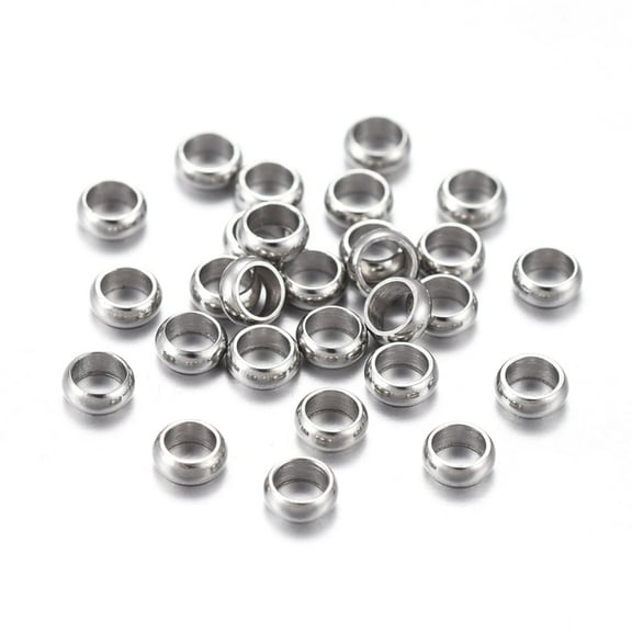 Tarnish Resistant 201 Stainless Steel Spacer Beads Rondelle Stainless Steel color 3x1mm Hole: 2mm