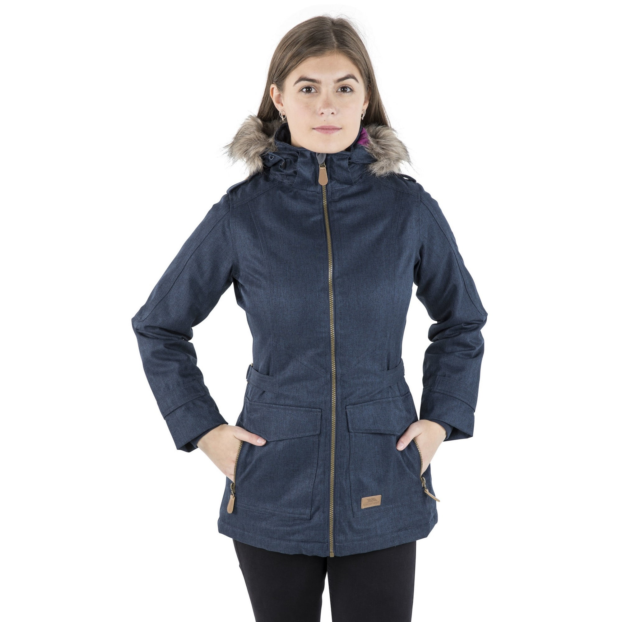Trespass everyday womens waterproof jacket with removable fur Clearance