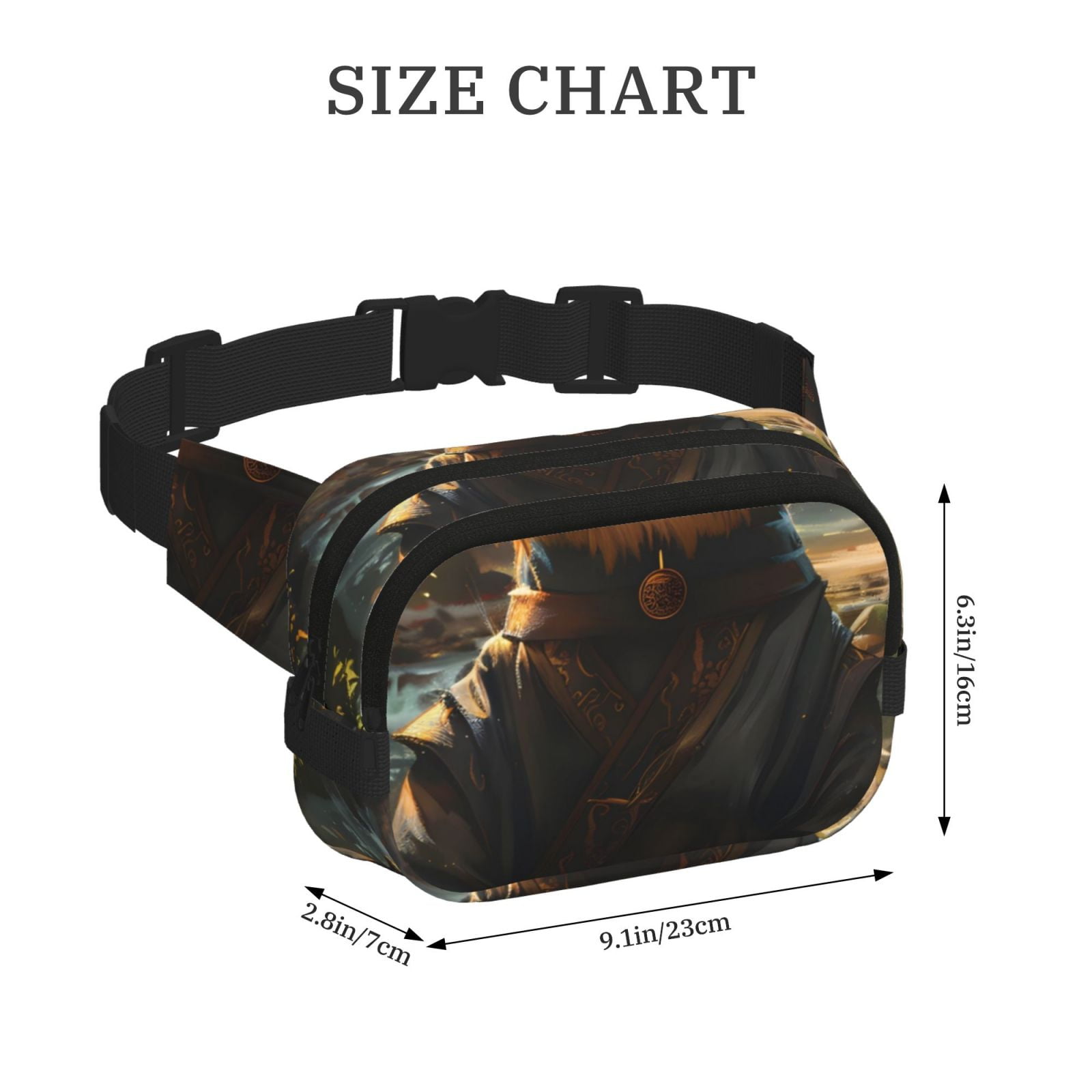 Picia Forest Creek Cute Dog Print Square Double-Layer Waist Bag Mini Adjustable Waist Belt Bag Exercise Running Travel Hiking