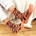 thumbnail image 4 of Women's 1 Pair Super Soft Cute Fuzzy Cozy Warm Animal Face Indoor Outdoor Cabin Crew Home Socks, Tiger, 4 of 8