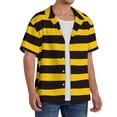 thumbnail image 4 of Disketp Men's Hawaiian Bee Stripe Print Shirts Button Down Holiday Beach Shirts-Medium, 4 of 7