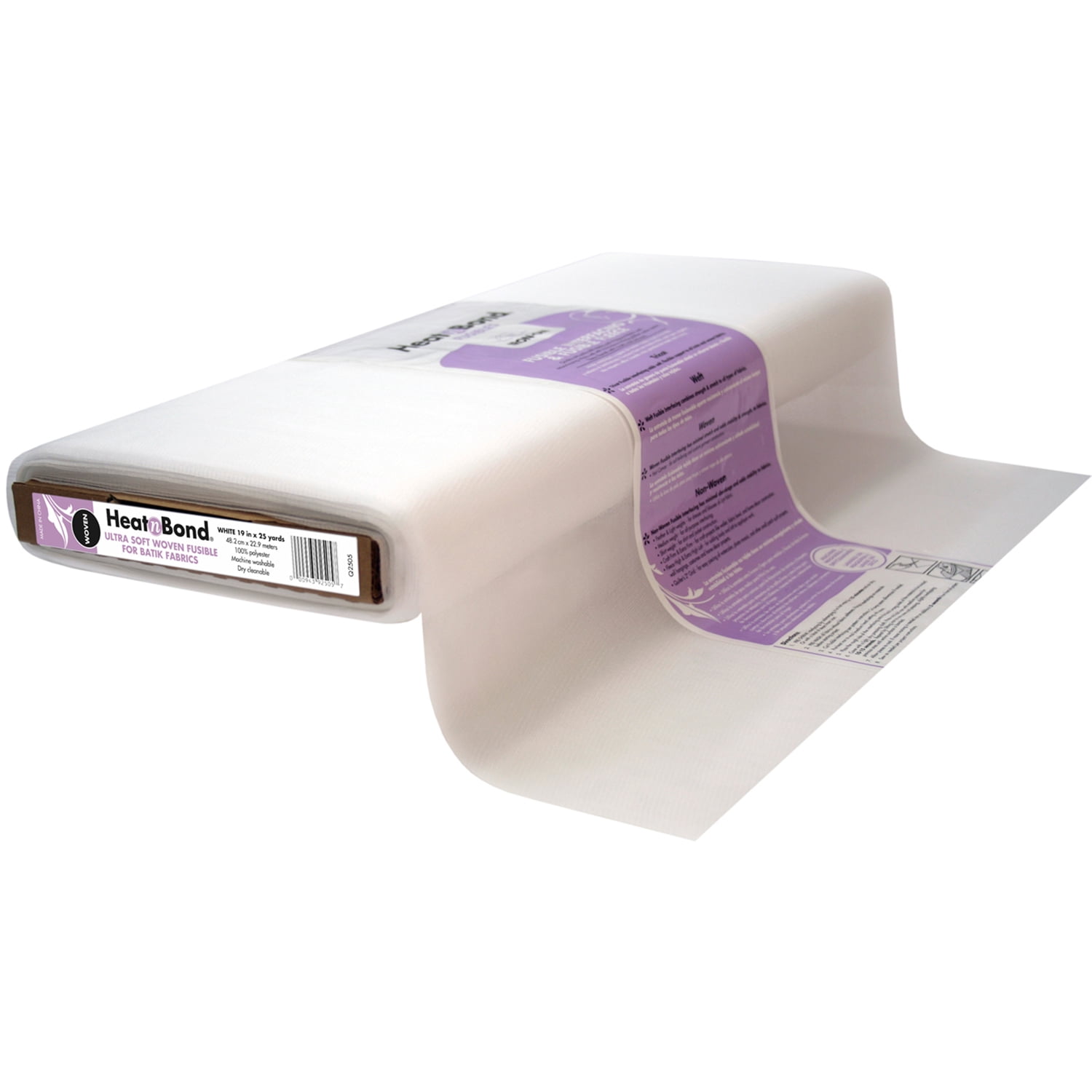 HeatnBond Fusible Ultra Soft Woven 19" Batik Fabric Interfacing, White, 25 yd, By the Bolt