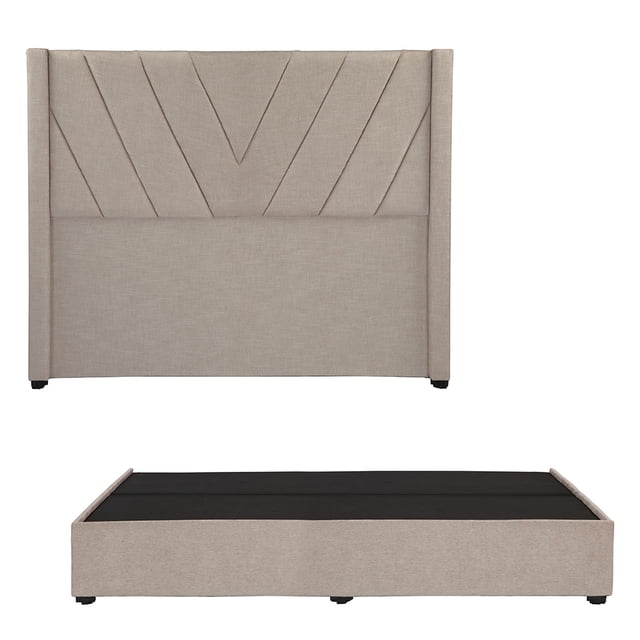 Recámara King Size Aurora Arena con Cabecera + Box Base Cama