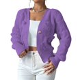 thumbnail image 2 of Women's Bowknot Chunky Knit Cardigan Sweaters Open Front Cozy Long Sleeve Button Up Cardigan for Winter M, 2 of 10