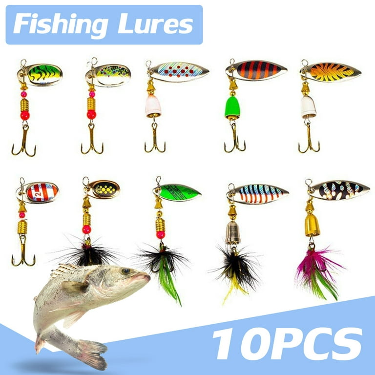 10Pcs Fishing Lures Spinnerbait for Bass Trout salmon Metal Hard Lures  Inline Spinner Baits 