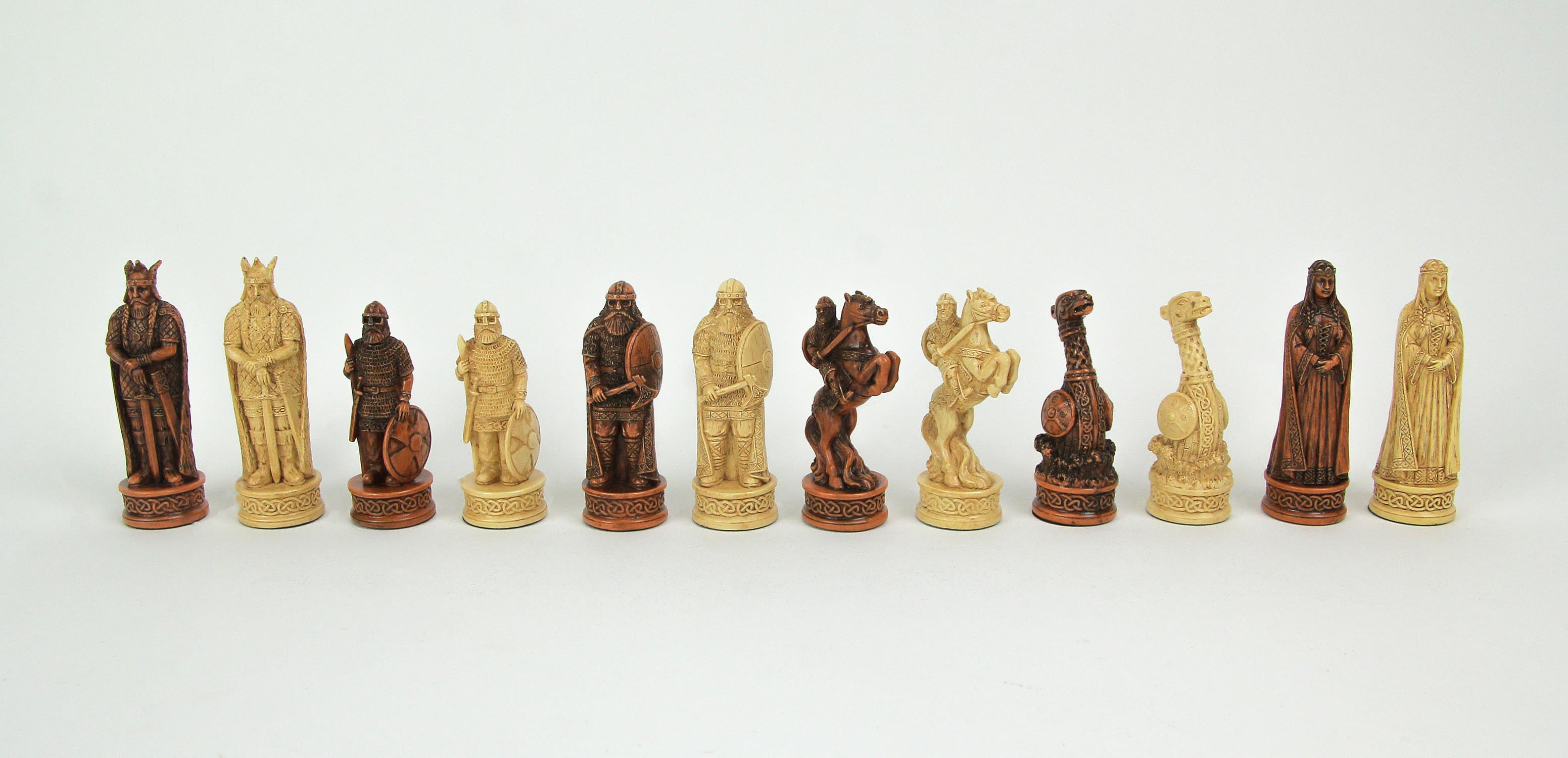 Made to Order Chess Set Viking Design in Black and Mahogany 
