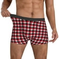 thumbnail image 3 of Men's Boxer Briefs, red black buffalo plaid Soft Comfy Mens Underwear Boxer Briefs Breathable With Widen Waist, 3 of 7