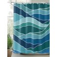 thumbnail image 2 of Fsddascl Turquoise Blue Shower Curtain Set - 72" x 78" Washable Bathtub Curtain with 12 Hooks, Green Gradient Abstract Wave Stripes Waterproof Fabric Stall Shower Curtains for Bathroom/Bathtub Décor, 2 of 6