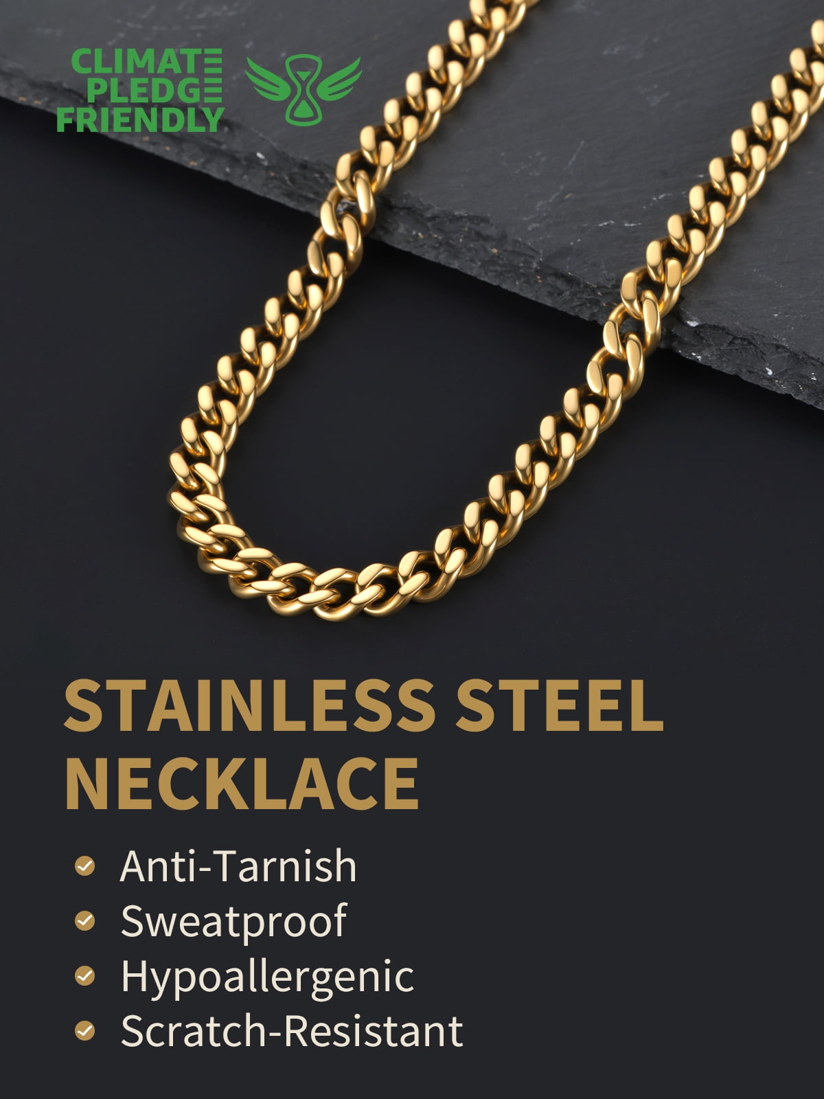 FindChic 14K Gold Plated Chain for Men Women Necklace Stainless Steel Hip Hop Cuban Link Graduation Fathers Day Jewelry Gifts Him Boyfriend Husband Adults Male Son Age Ideas, 7mm/18inch
