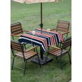 thumbnail image 5 of Square Outdoor Tablecloth with Umbrella Hole Navy Blue Red Striped Outside Table Cloth Waterproof Patio Table Cover Gradient Horizontal Lines Zipper Tablecloths for Picnic Party Camping 60x60 Inch, 5 of 8