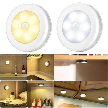 

LINASHI Night Light Creative 6 LEDs Eye Protection Motion Sensor Round Closet Lamp for Bedroom