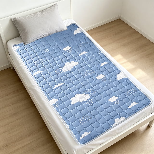 Vacemry Réversible Protège-Matelas, Protège-Matelas Mince Antidérapant en Polyester, Housse de Matelas Lavable, Protège-Matelas Double Face pour Lit de Dortoir à la Maison, Surmatelas Confortable