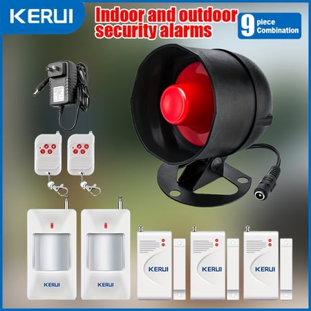 9/11Pcs Wireless Home Security System Combo Pack Door Window Sensors Motion Sensors Remote Indoor/Outdoor Sirens No Button Cell Batteries for Home Hotel Garage Store