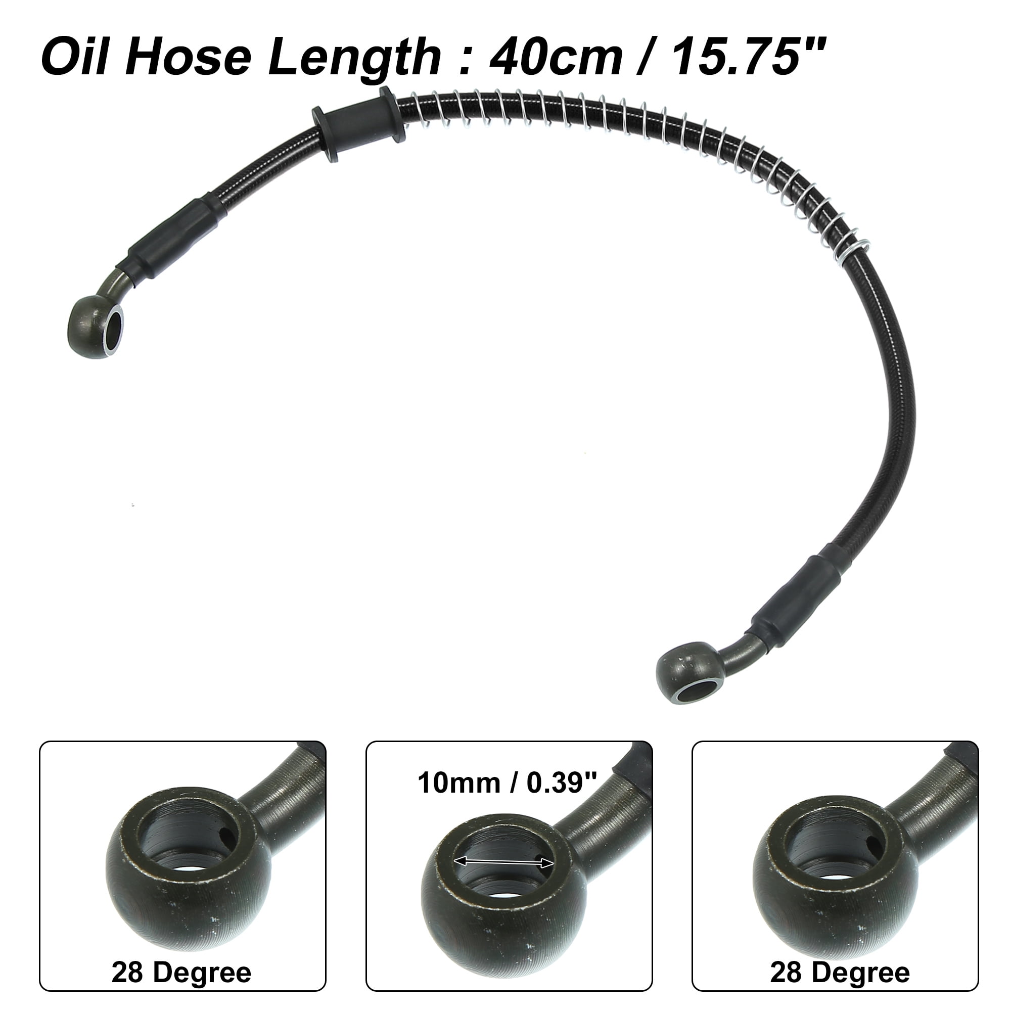 Unique Bargains 40cm 15.75" Degree Braided Brake Clutch Oil Hose Pipe for Motorcycle Black