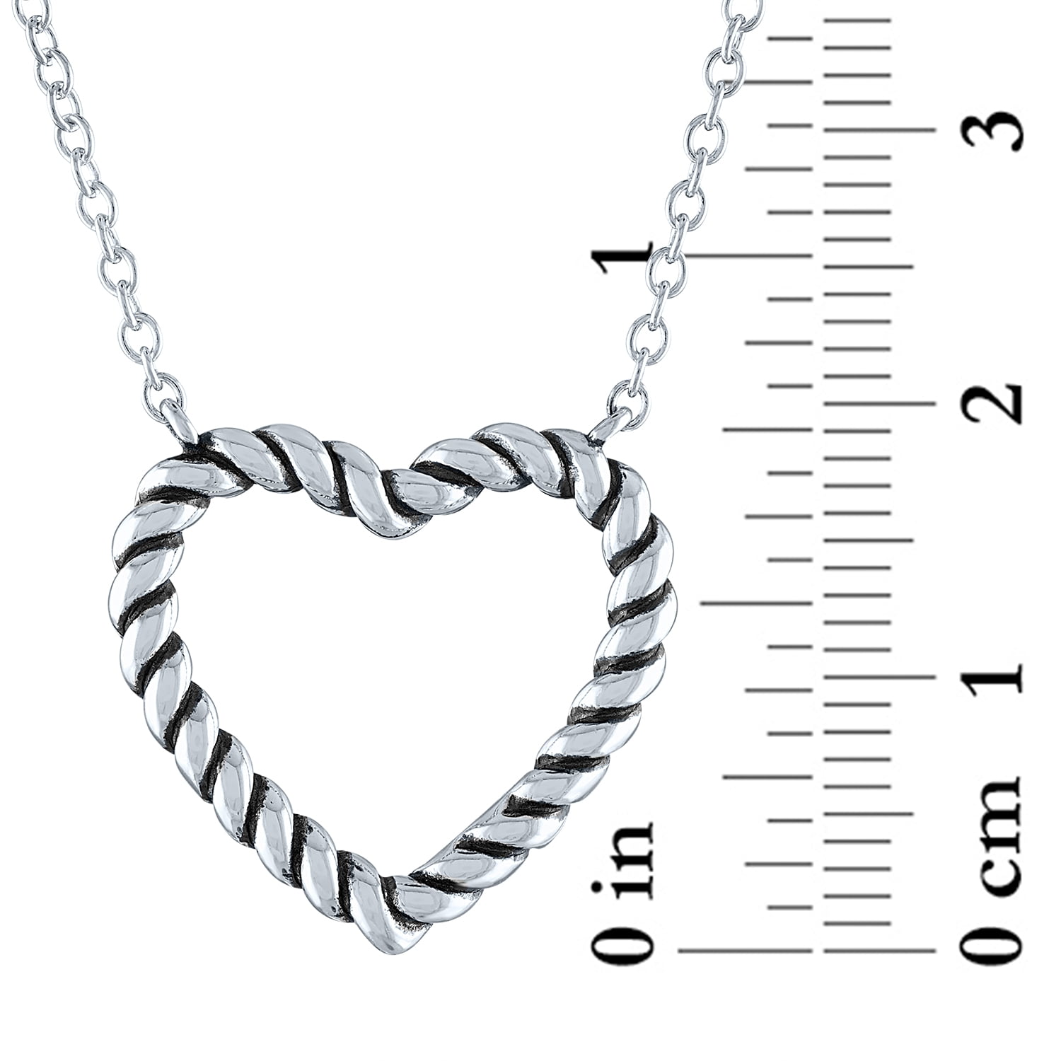 Ladies Brilliance Fine Jewelry Sterling Silver Rope Heart Necklace, 18"