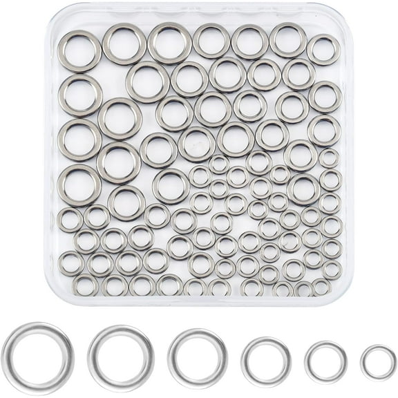60Pcs 6 Style 201 Stainless Steel Fishing Rod Guide Round Rings Fishing Rod Repair Parts Stainless Steel Color 5~10.5x0.8~1.5mm Inner Diameter: 2.7~6.8mm 10pcs/style