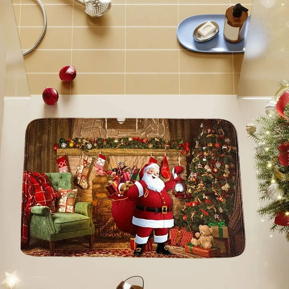 Dmlowu Christmas Doormat, 16x24" Non Slip Christmas Front Door Mat, Comfortable Dirt Proof Christmas Bathroom Rugs for Intdoor Outdoor Christmas Decorations