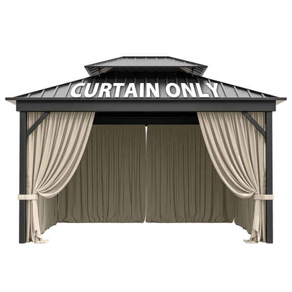 Kimunuk Outdoor Replacement Curtains for 10' X 12' Gazebo, Waterproof 4-Panels Cream Gazebo Universal Privacy Sidewall Curtains with Zipper for Patio Garden Backyard, Curtain Only