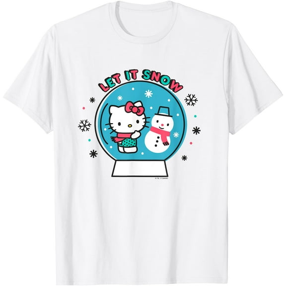 Hello Kitty Snow Christmas Winter Holiday Globe DTG Print Unisex T-Shirt