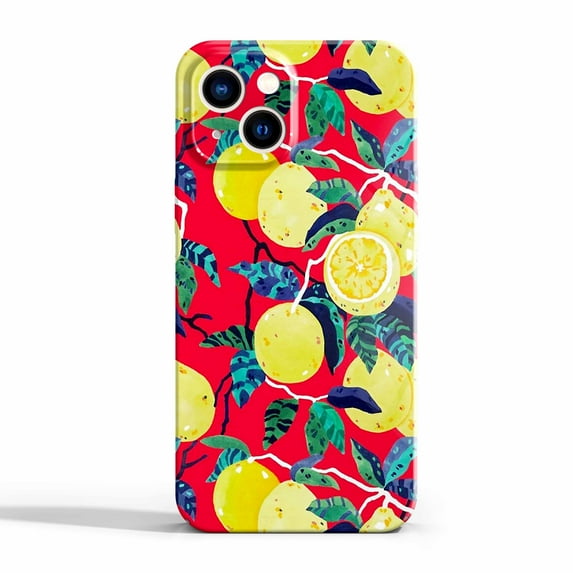 Yellow Lemon Case Compatible with iPhone 14,Aesthetic Art Design Full Cover Protective Case