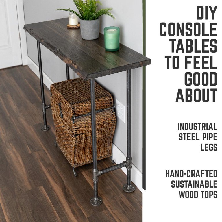 Solid Wood Office Desk with Industrial Pipe Legs, Sunset Cedar