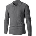 thumbnail image 3 of UVEASISHA Polos Sweaters for Men Knitted Casual 3 Button Collared Golf Shirts Solid Color Regular Fit Knit Pullover Sweater Winter Thermal Tops Dark Gray 3XL, 3 of 10