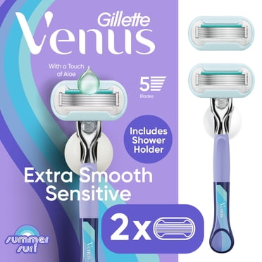 Venus Manual Razor, Summer Surf Extra Smooth Sensitive, 5 Blade Razor, Handle   2 Refills