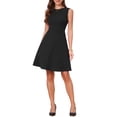 thumbnail image 2 of INSPIRE CHIC Sleeveless Work Dresses for Women Elegant Crew Neck A Line Church Business Casual Dress XS Black, 2 of 6
