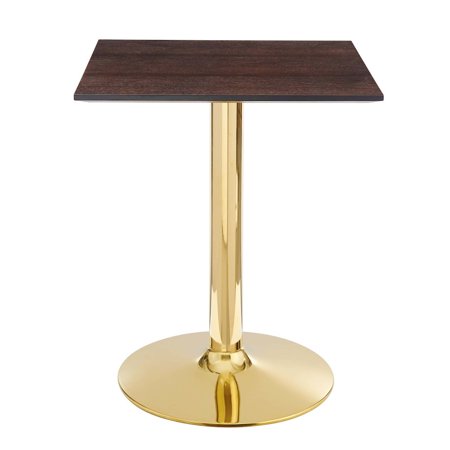 Modway Verne 24 Square Modern Wood & Metal Dining Table in Cherry Walnut/Gold