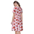 thumbnail image 2 of Bixox Women's Short Sleeve Summer Dress Loose Swing Knee Length Dresses with Pockets-Hand Drawn Strawberry, 2 of 7