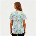 thumbnail image 5 of Women's Easter Scrub Tops Printed Fashion Medical Scrub Shirt Plus Size Funny Rabbits Graphic Medical Nurse Uniforms Scrub Top with Pockets, 5 of 5