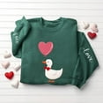 thumbnail image 6 of Valentine's Day Sweatshirt for Women Cute Oversized Duck & Heart Balloon Graphic Crewneck Love Shirt Green Loungewear Gift,Size XS, 6 of 6