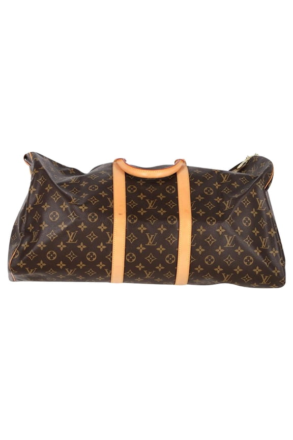 Pre-Owned Louis Vuitton Keepall Bandoulire 50 Bag in Brown Canvas