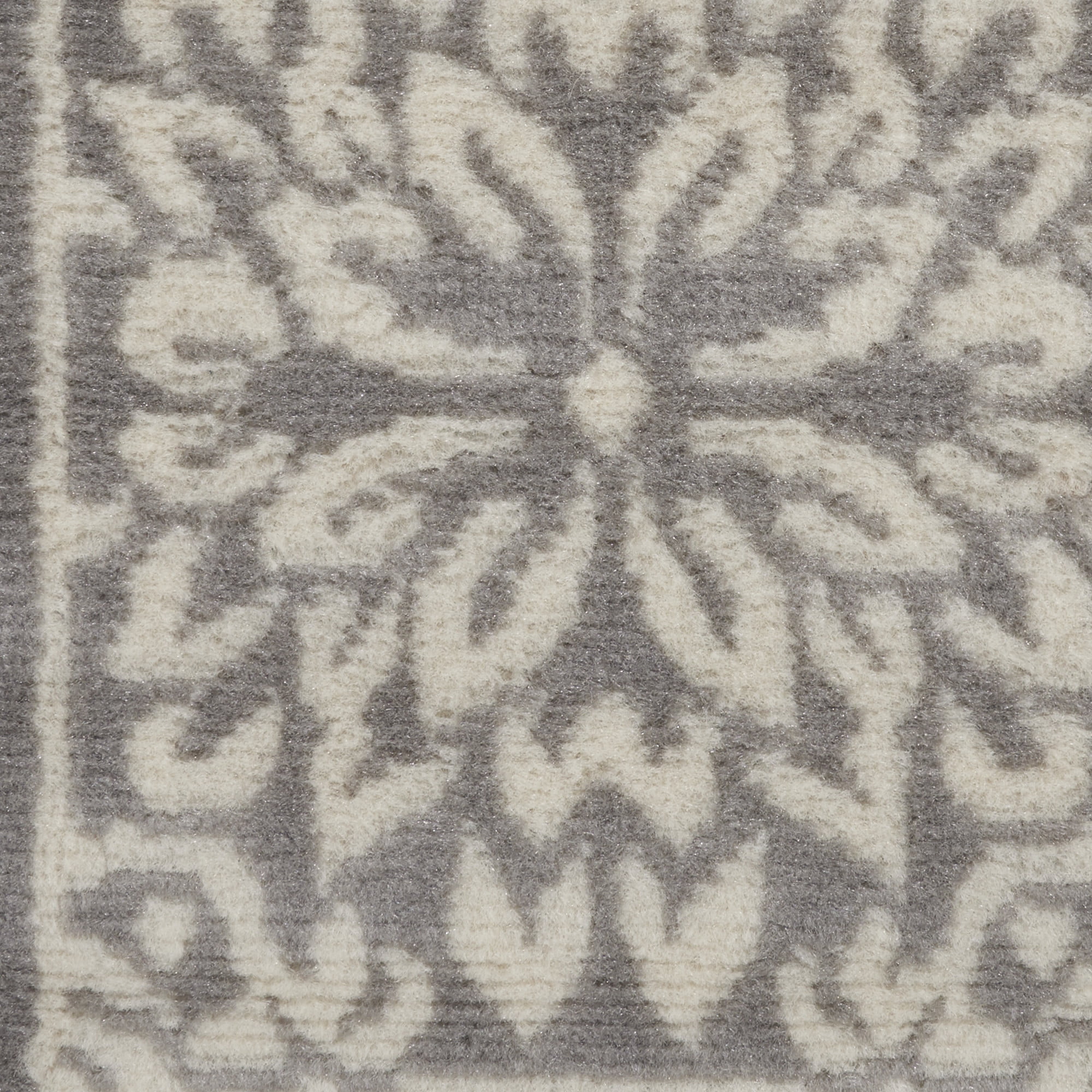 Nourison Bliss Modern Floral Ivory/Grey 2' x 4' Area Rug, (2' x 4')