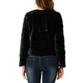thumbnail image 3 of INSPIRE CHIC Women's Long Sleeve Solid Color Collarless Shaggy Soft Faux Fur Coat 2XL Black, 3 of 8