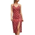 thumbnail image 2 of SMihono Robe Maxi Bohème d'Été pour Femmes Grande Taille Mode Vacances Sexy Imprimé Col en V Sans Manches Robe Fendue Slim Longue Jupe Robe de Plage, 2 of 5