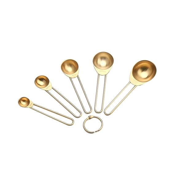 UPOUART 5Pcs Golden Stainless Steel Measuring Spoons Set Kitchen Baking Tool Accurate Measure