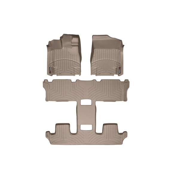 WeatherTech Custom Fit FloorLiners compatible with 2011-2017 Nissan Quest - Complete Set (1st, 2nd, & 3rd Row) w/ Center Aisle, Tan