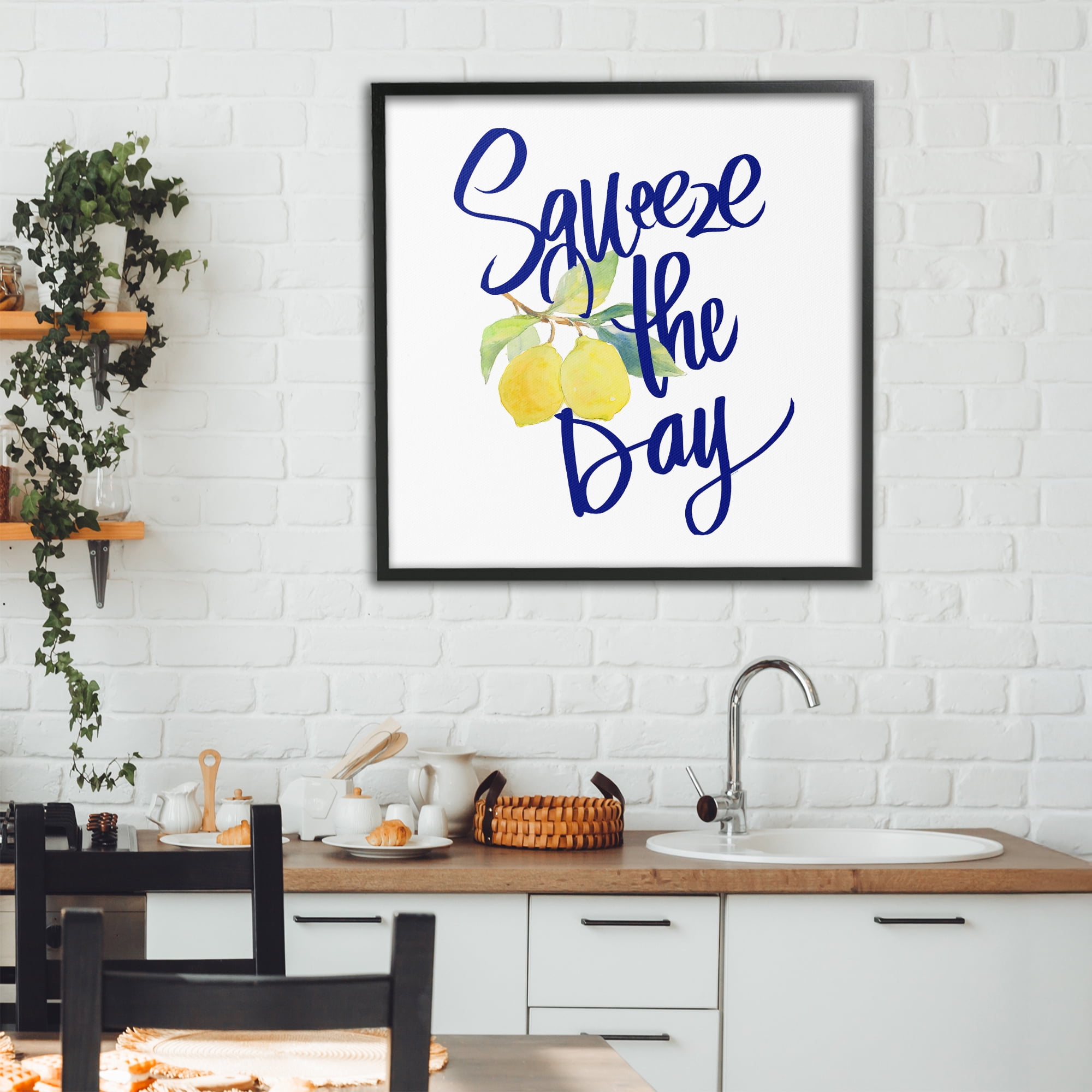 Stupell Industries Cursive Squeeze The Day Black Framed Giclee Art, design by Lanie Loreth