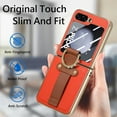 thumbnail image 6 of ELEHOLD for Samsung Galaxy Z Flip5 Plating Leather Case,Electroplated Bumper Premium PU Leather Shockproof Case with Built-in Screen Protector Wristband Diamond Ring Holder for Galaxy Z Flip5, Orange, 6 of 16