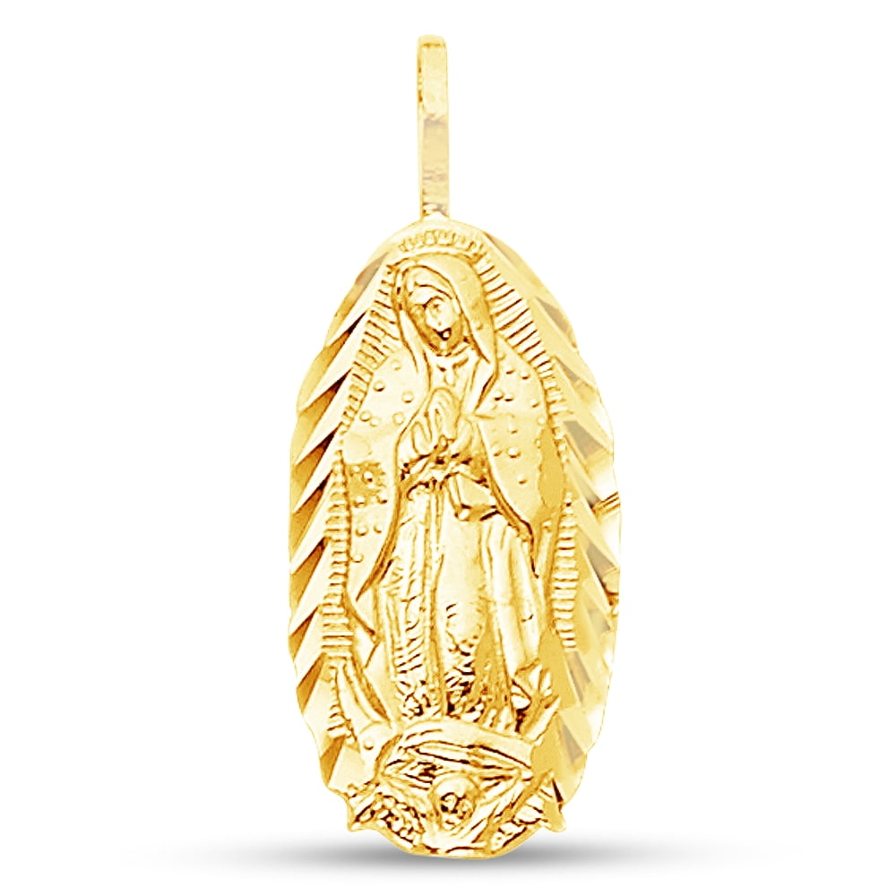 Jewel Tie Solid 14K White Gold Diamond-Cut Religious Our Lady Of Guadalupe Virgin Mary Pendant Charm 13x13 mm Jewel Tie Solid 14K White Gold Diamond-Cut Religious Our Lady Of Guadalupe Virgin Mary Pendant Charm 13x13 mm