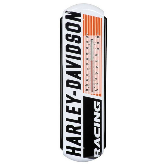 Harley-Davidson Racing Durable Metal Thermometer, Fade Resistant Finish - White, Harley Davidson