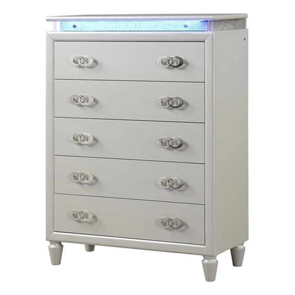 Galaxy Home Furniture Passion LED Chest, Milky White, 5 Drawers, 52"H x 38"W x 17"D, Residential