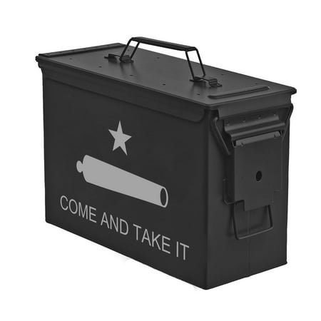 Steel Ammo Can Storage Box Ammunition Case Texas Come and Take It Flag (30cal Black)