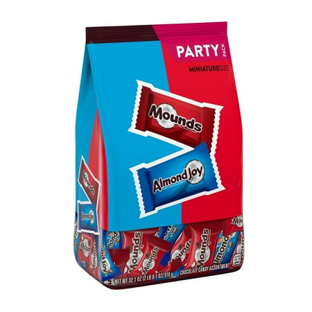 MOUNDS and ALMOND JOY, Miniatures Chocolate and Coconut Assortment Candy, Bulk Holiday, 32.1 oz, Party Pack