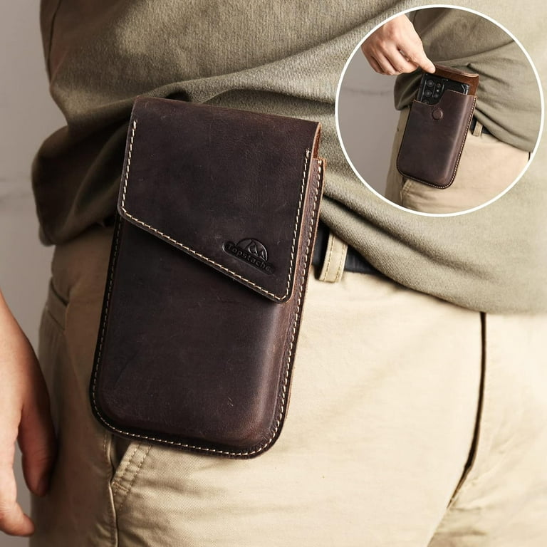 Topstache Leather Phone Holster With Belt Clip Loop, Leather Belt Case With  Magnetic Closure,cell Phone Case For Iphone, Belt Phone Pouch For Samsung