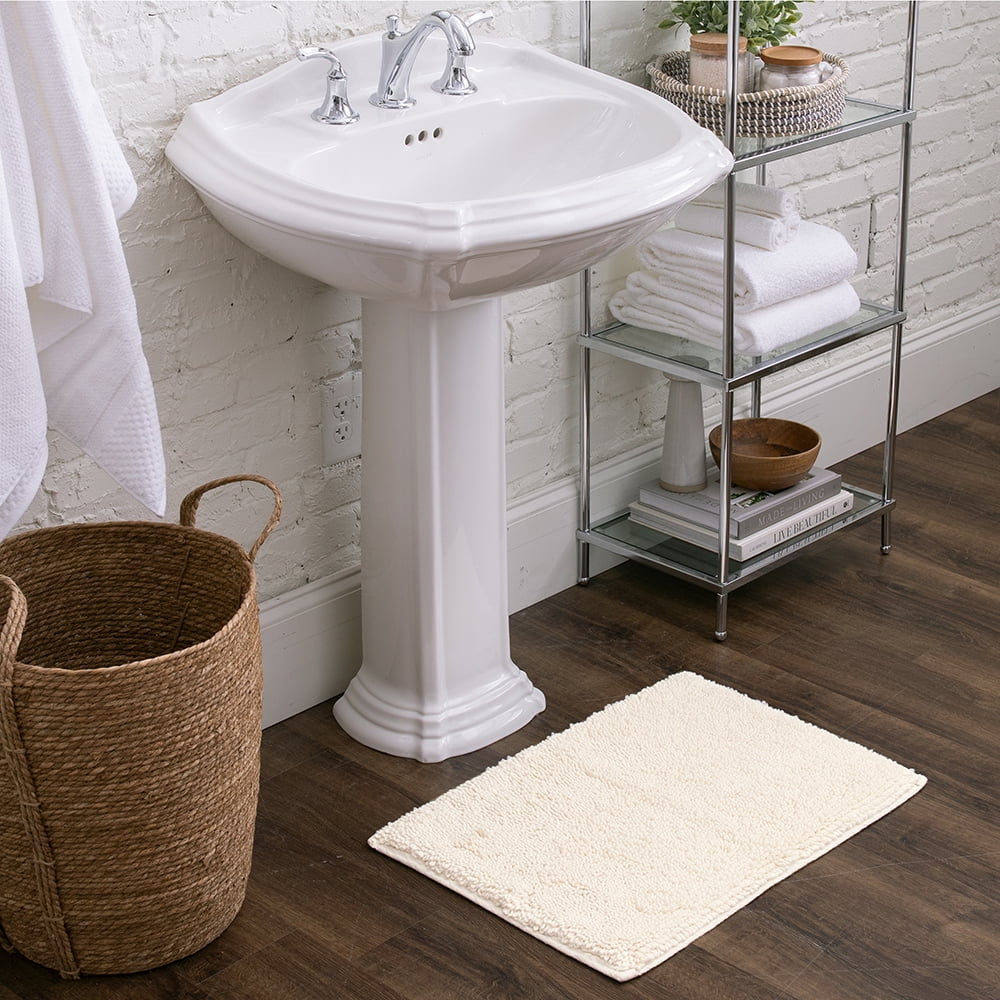 Mohawk Home Classic Cotton Plush Stain/Fade Resistant Non-Slip Washable Bath Mat, Parchment, 1' 9" X 2' 10"