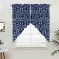 thumbnail image 5 of Navy Blue Spring Floral Kitchen Window Curtains, Swag Curtains Valance for Bedroom Living Room Bathroom, Modern Abstract Art Farmhouse Rod Pocket Window Curtain Block Drapes 2 Panels 36"x63", 5 of 9