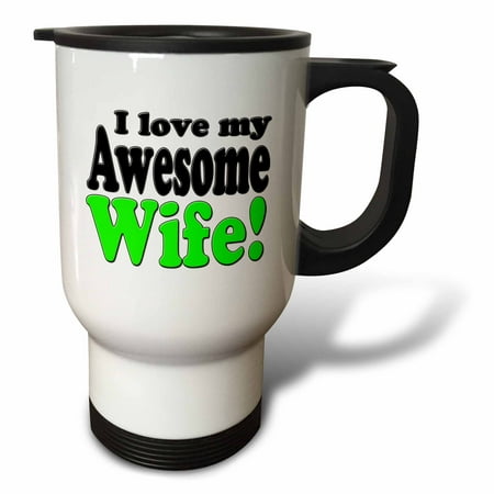 

I love my awesome wife Lime Green 14oz Stainless Steel Travel Mug tm-149862-1